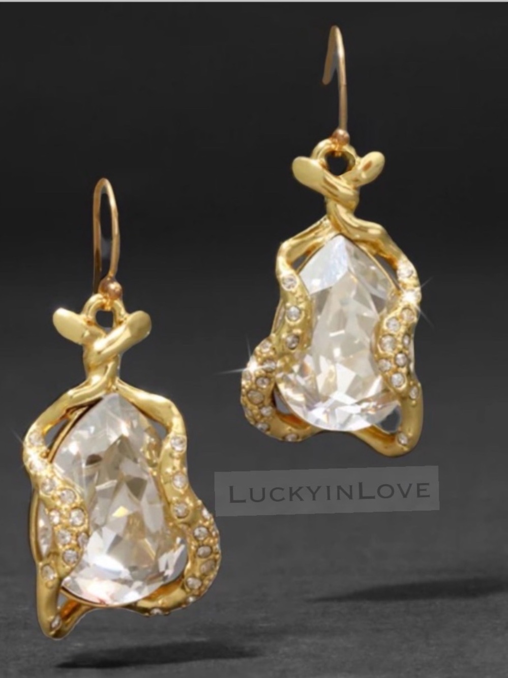 ALEXIS BITTAR • Small Brut Asterales Love Knot Twining CZ  Crystal Drop Earrings